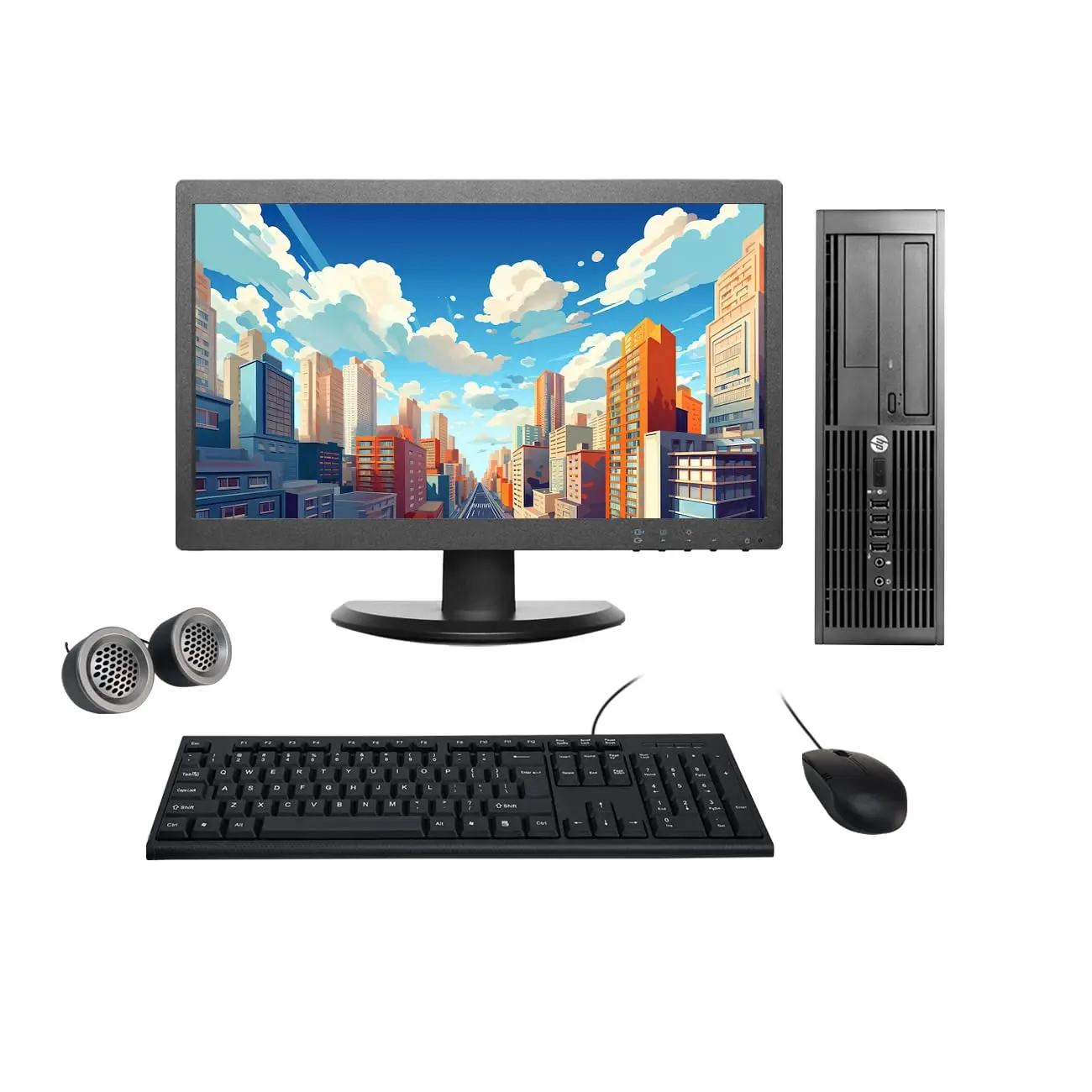 HP Compaq Pro 6200 SFF All-in-One Desktop Computer Set | Intel i3-2nd Gen | 19" HD LCD Monitor| Wired KB & Mouse | Speakers | WiFi | Win 10 Pro | Refurbished