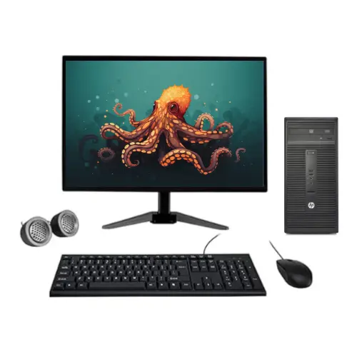HP ProDesk 280 G1 Micro Tower All-in-One Desktop Computer Set | Intel i5-4th Gen | 22" HD LCD Monitor| Wired KB & Mouse | Speakers | WiFi | Windows 10 Pro | Refurbished