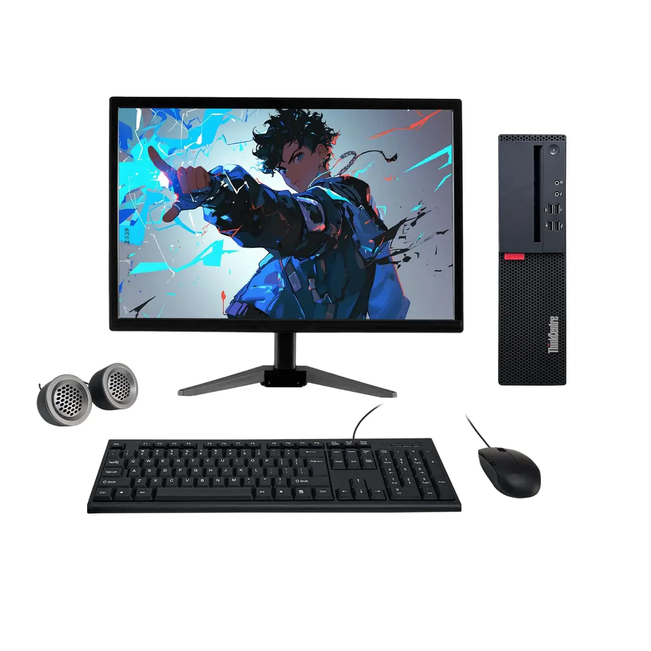 Lenovo ThinkCentre All-in-One Desktop Computer Set | 19" HD LCD Monitor | AMD Ryzen 5 | Wired KB & Mouse | Speakers| Wi-Fi | Win 10 Pro | Refurbished