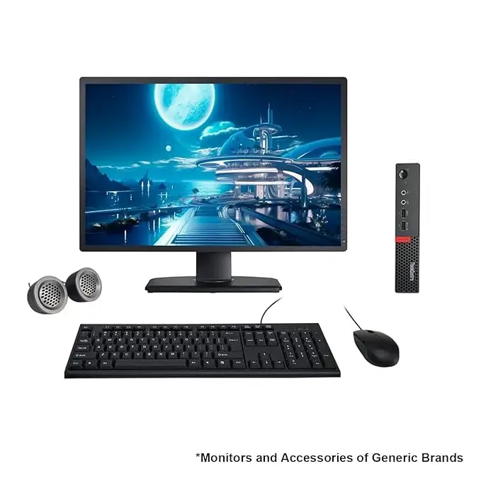 Lenovo ThinkCentre M710q All-in-One Desktop Computer Set | Intel i3 6th Gen | 22" HD Monitor | Win 11 Pro | Refurbished